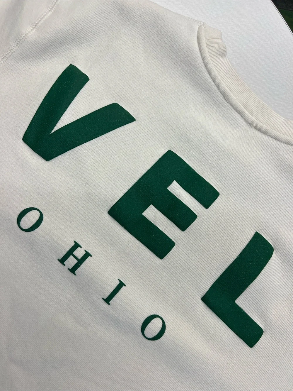 Emily Roggenburk return to cleveland puff crewneck long sleeve sweatshirt green - Picture 9 of 11